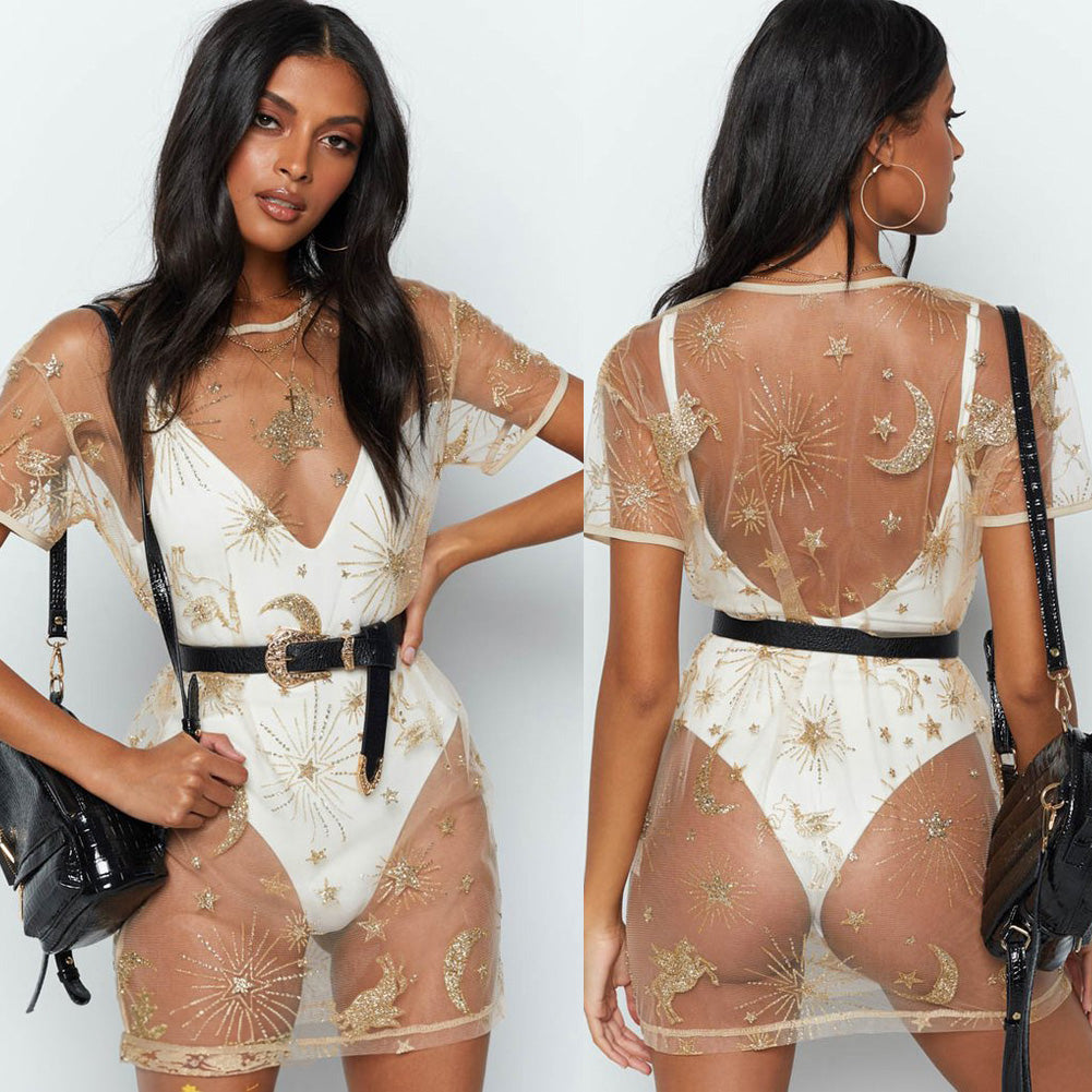 Solis et Lunae Sheer Mesh T-Shirt Dress