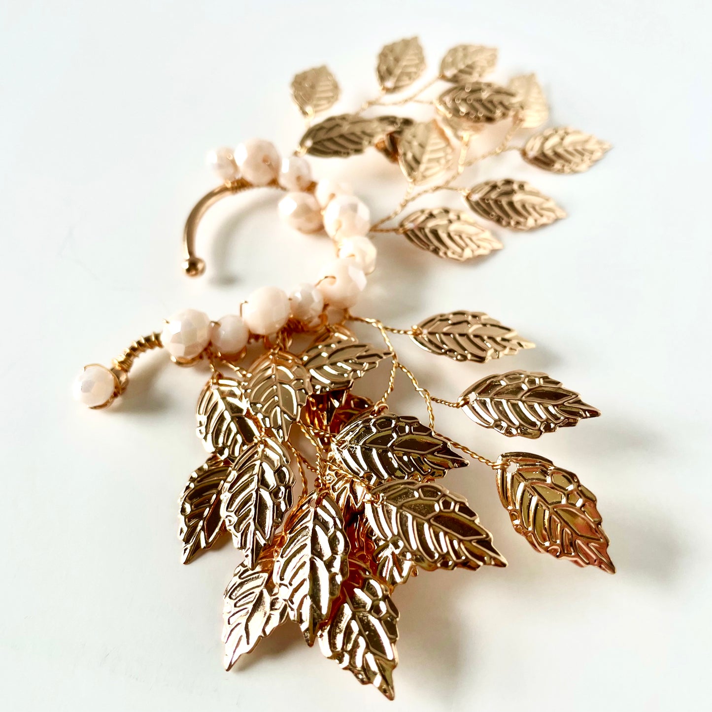 Pearled and Leafed Ear Cuff