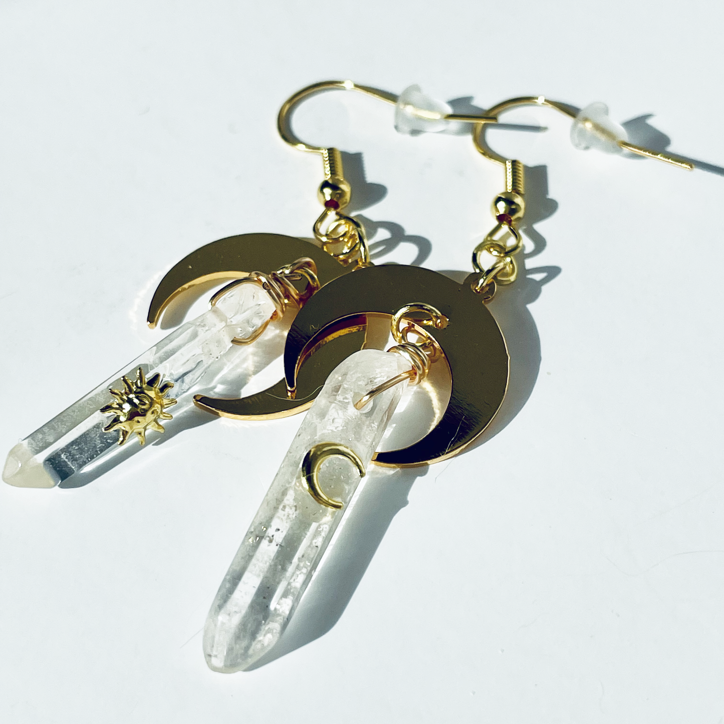 Solis et Lunae Clear Quartz Earrings