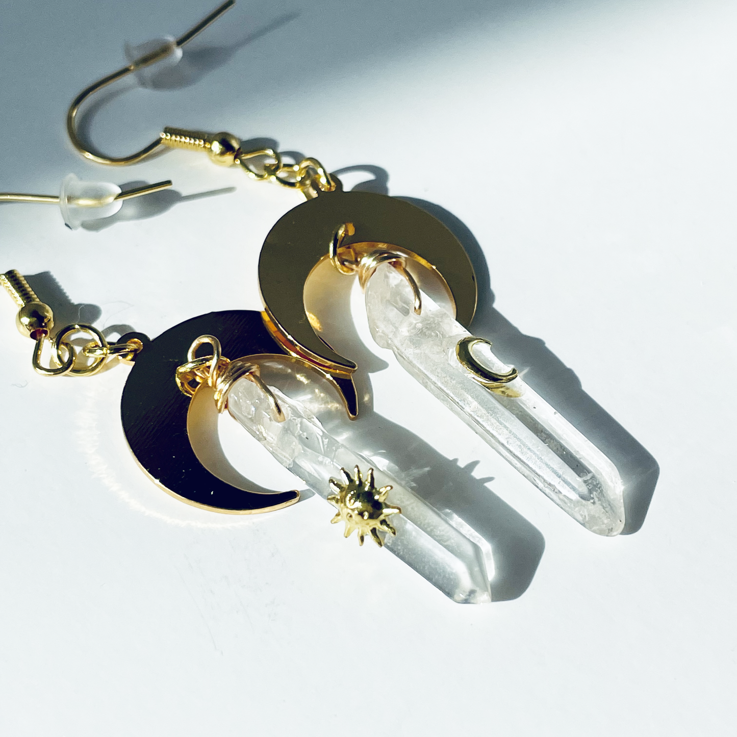 Solis et Lunae Clear Quartz Earrings