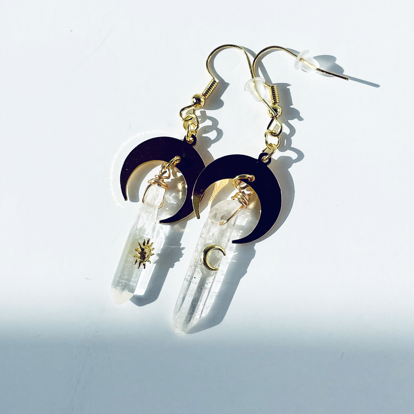 Solis et Lunae Clear Quartz Earrings