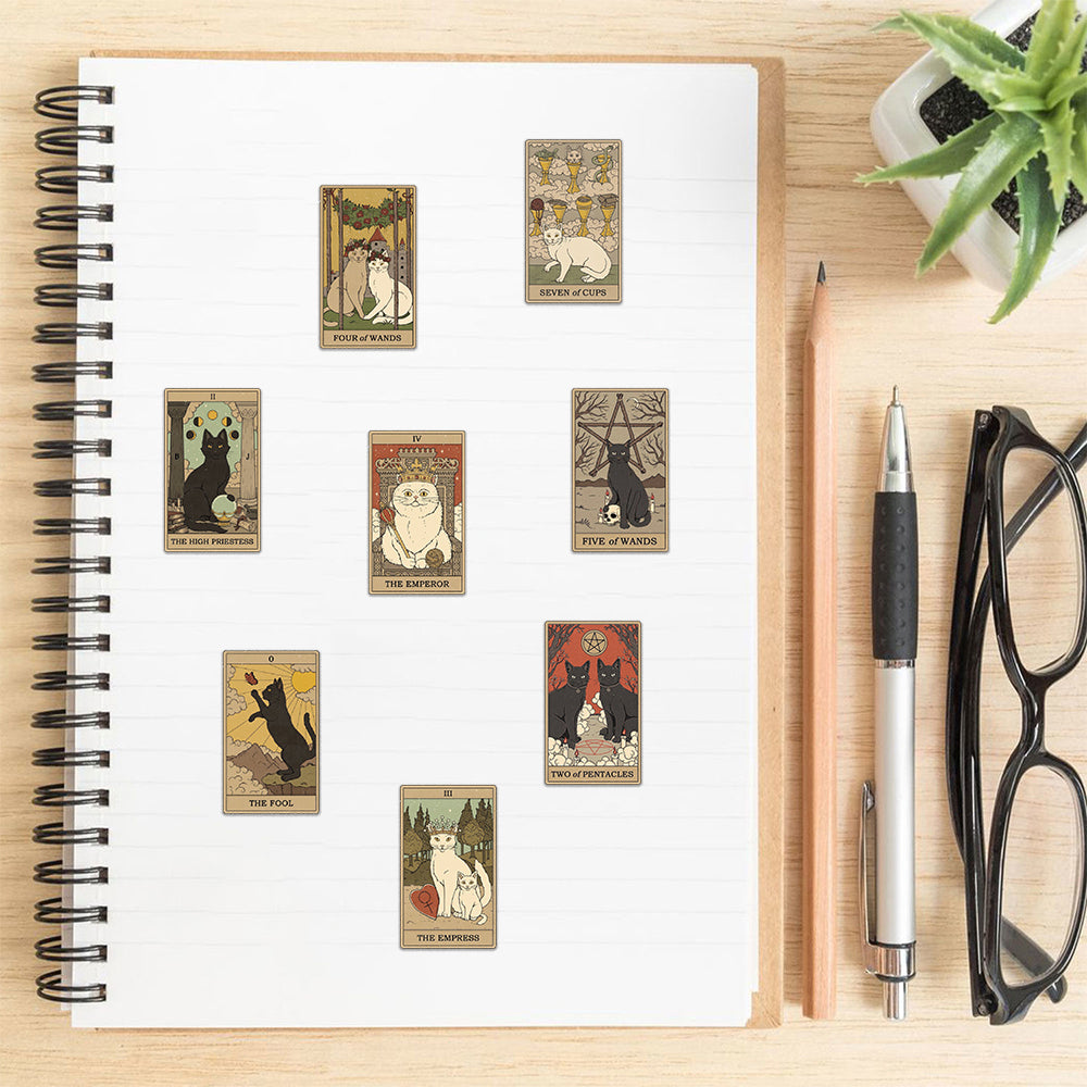 Bullet Journal Waterproof Stickers (Tarot Card Kittens)