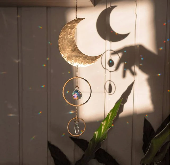 Brass Half Moon Sun catcher