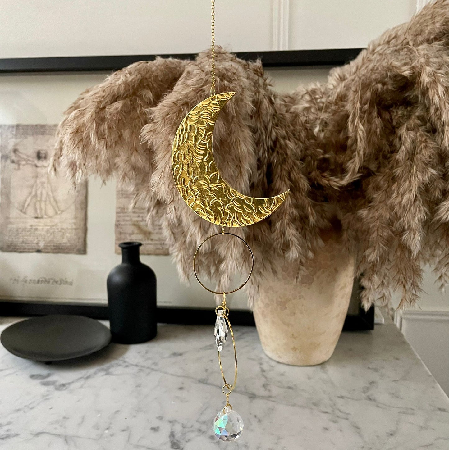 Brass Half Moon Sun catcher