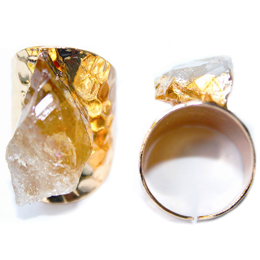 Gold Plated Citrine Crystal Rings