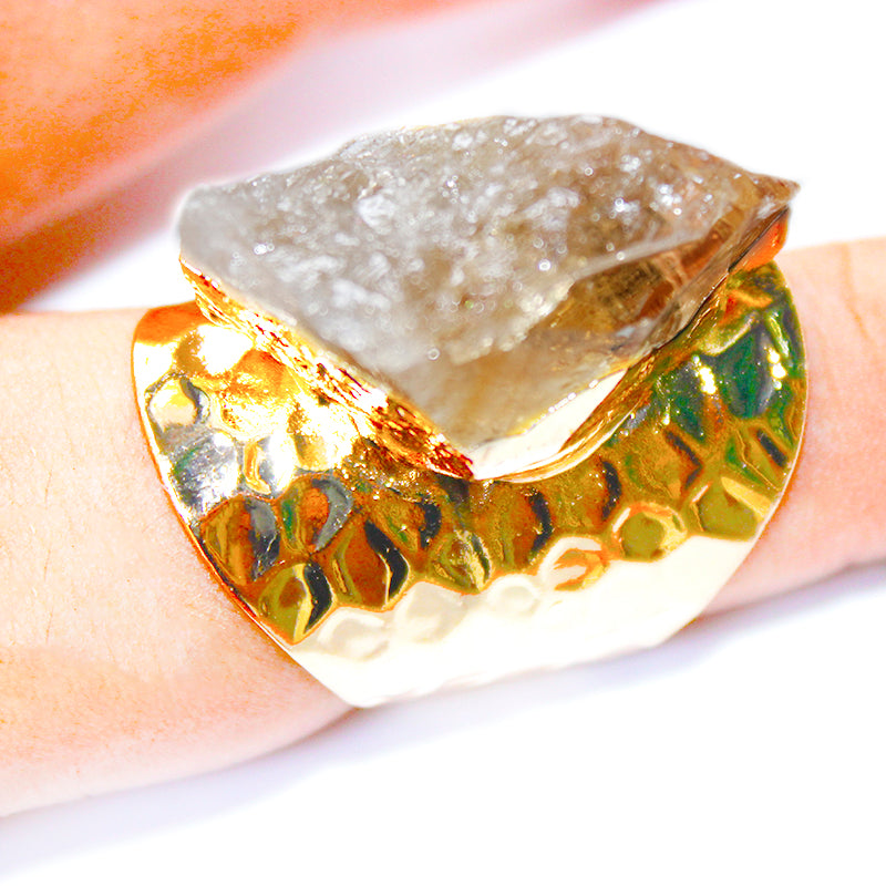 Gold Plated Citrine Crystal Rings