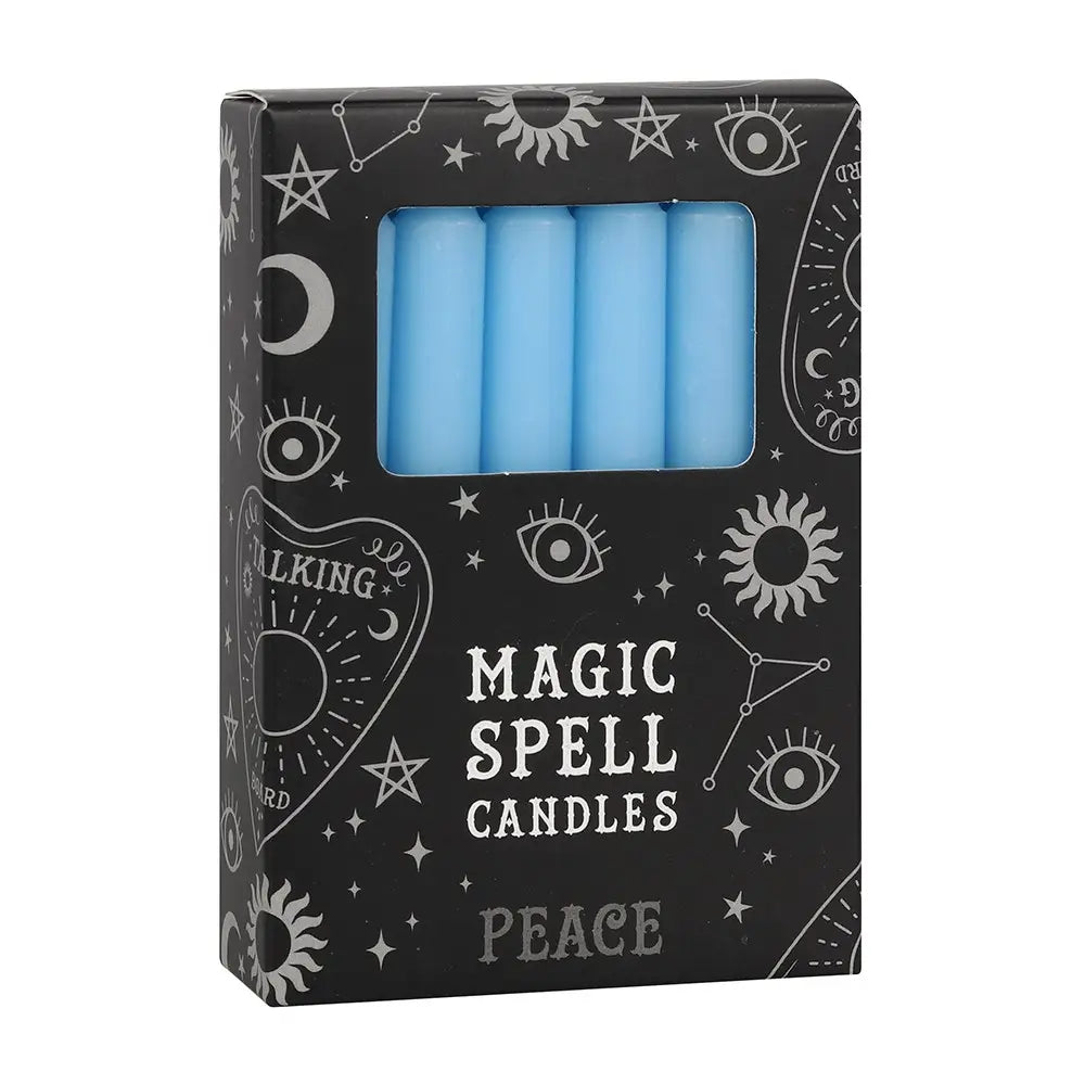 Set of 12 Light Blue 'Peace' Magic Spell Candles