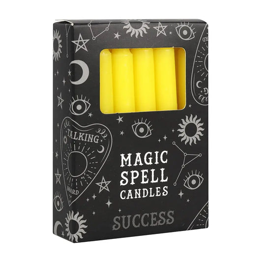 Set of 12 Yellow 'Success' Magic Spell Candles