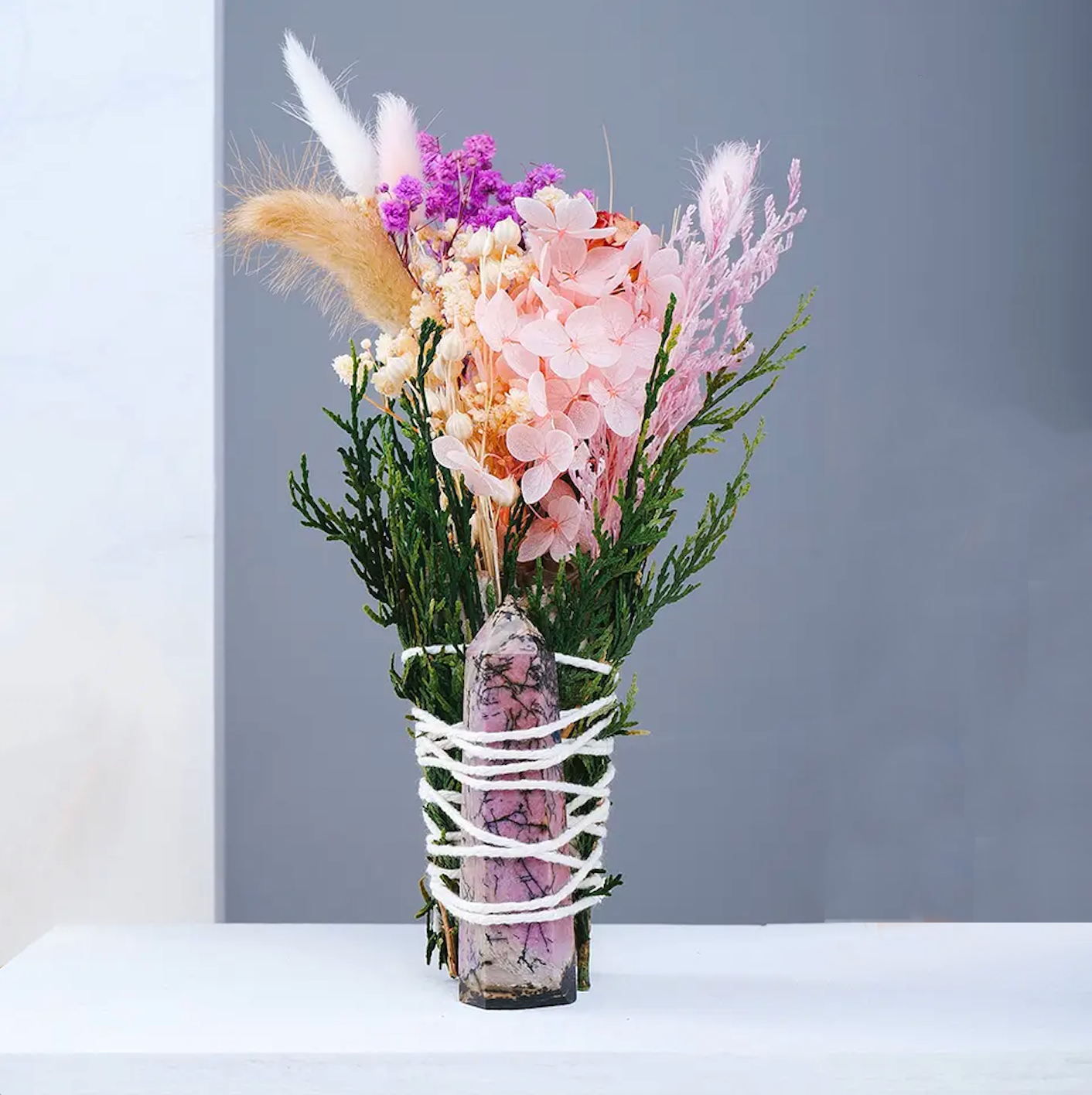 Serenity Bouquet with Healing Crystal Tower and Sage