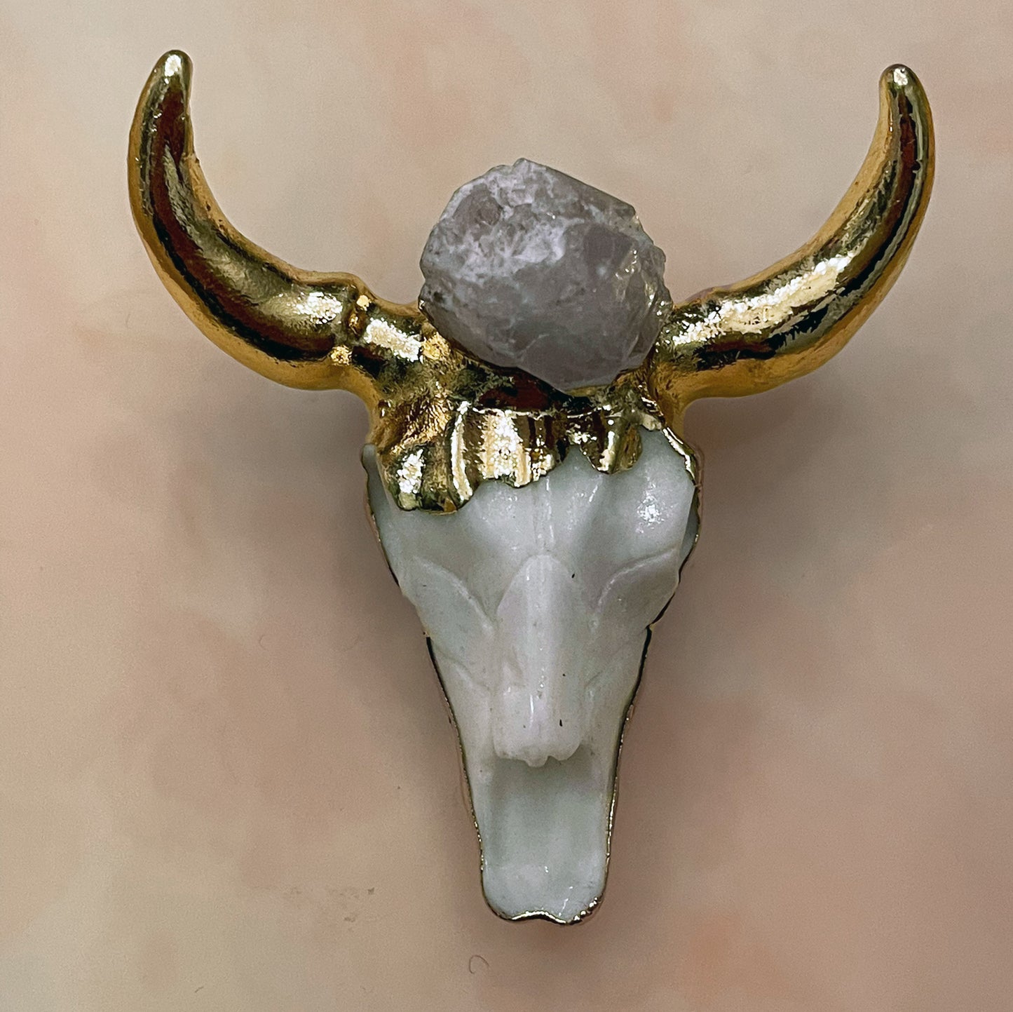 Acryl Bull Skull Pendant with Gemstone