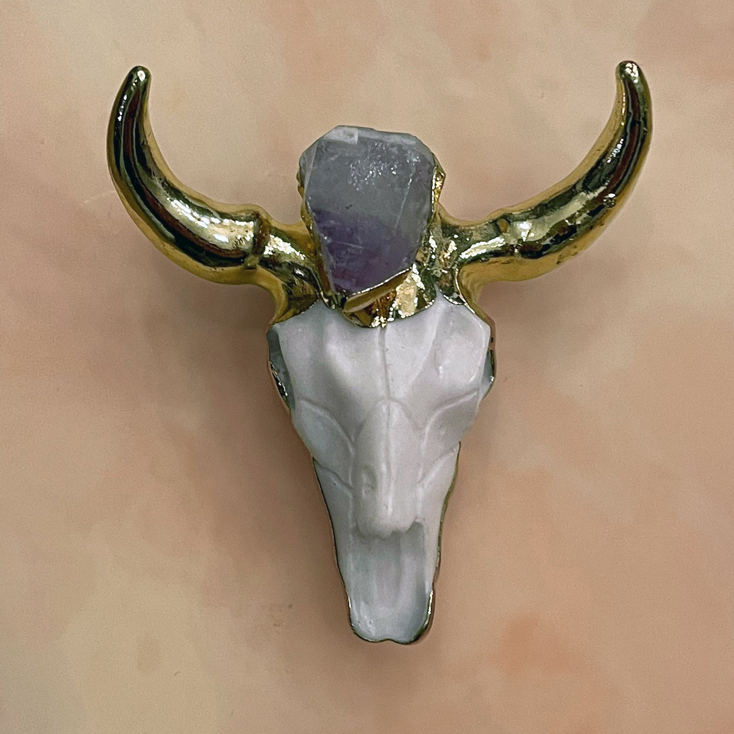 Acryl Bull Skull Pendant with Gemstone