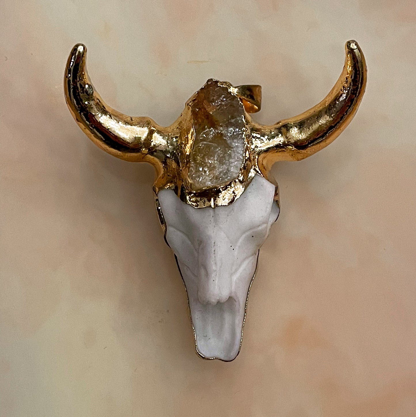 Acryl Bull Skull Pendant with Gemstone
