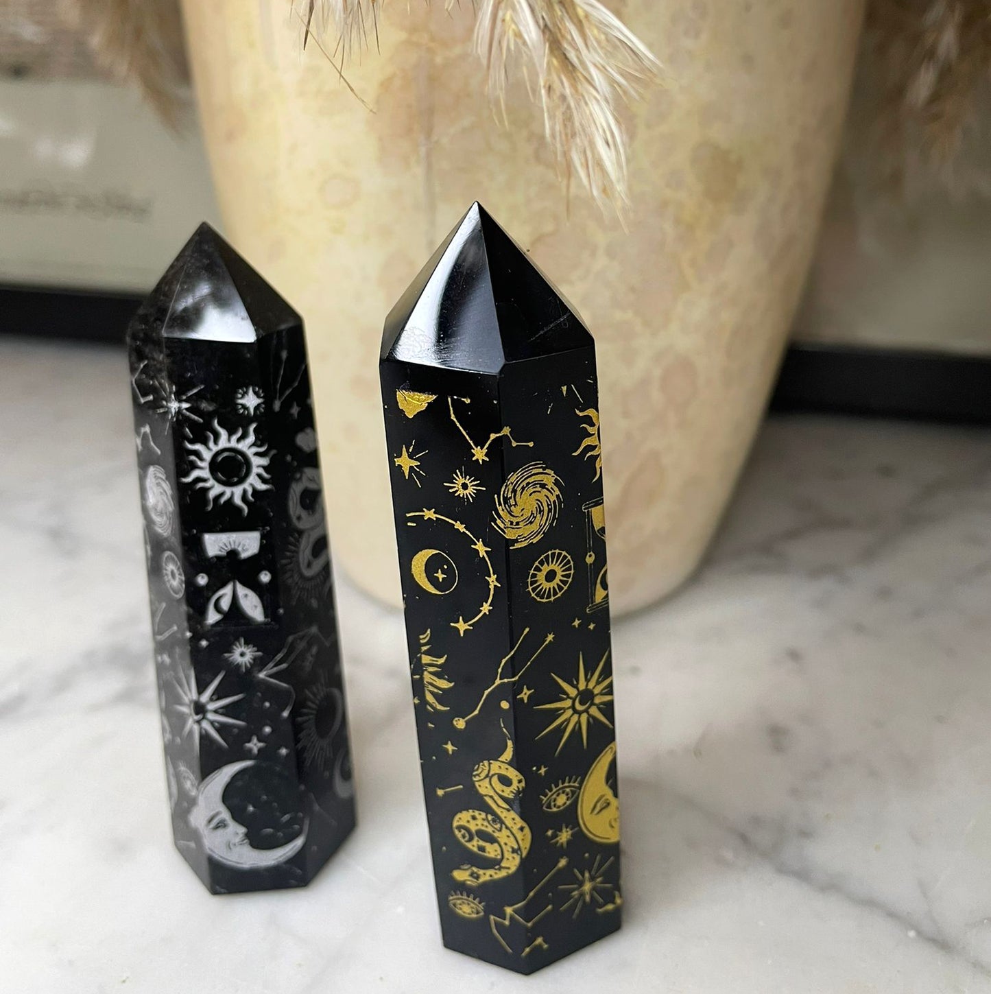 Obsidian Crystal Tower Solis et Lunae Chakra Print